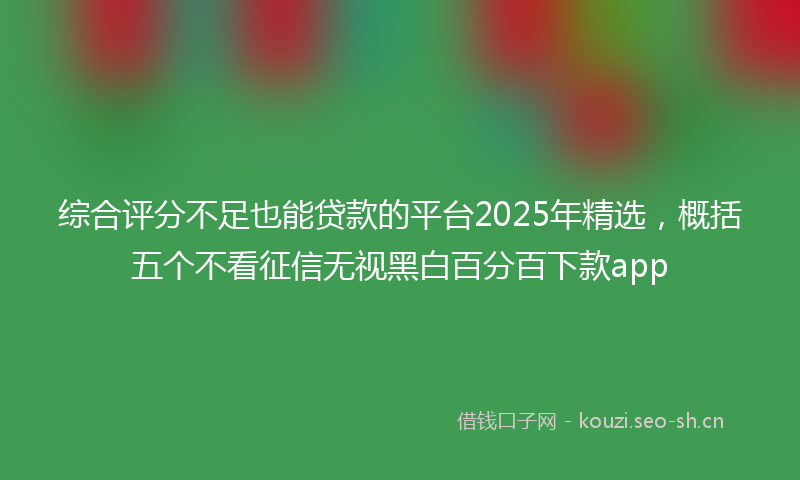 综合评分不足也能贷款的平台2025年精选,概括五个不看征信无视黑白百分百下款app