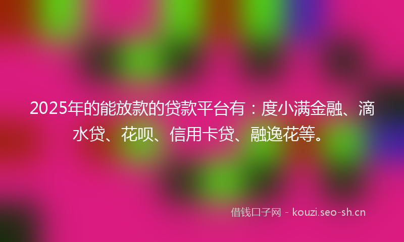 2025年的能放款的贷款平台有：度小满金融、滴水贷、花呗、信用卡贷、融逸花等。