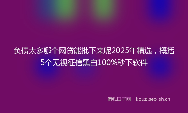 负债太多哪个网贷能批下来呢2025年精选，概括5个无视征信黑白100%秒下软件