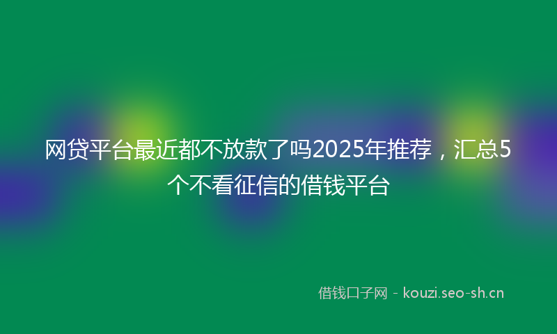 网贷平台最近都不放款了吗2025年推荐，汇总5个不看征信的借钱平台