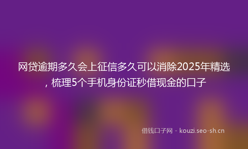 网贷逾期多久会上征信多久可以消除2025年精选，梳理5个手机身份证秒借现金的口子