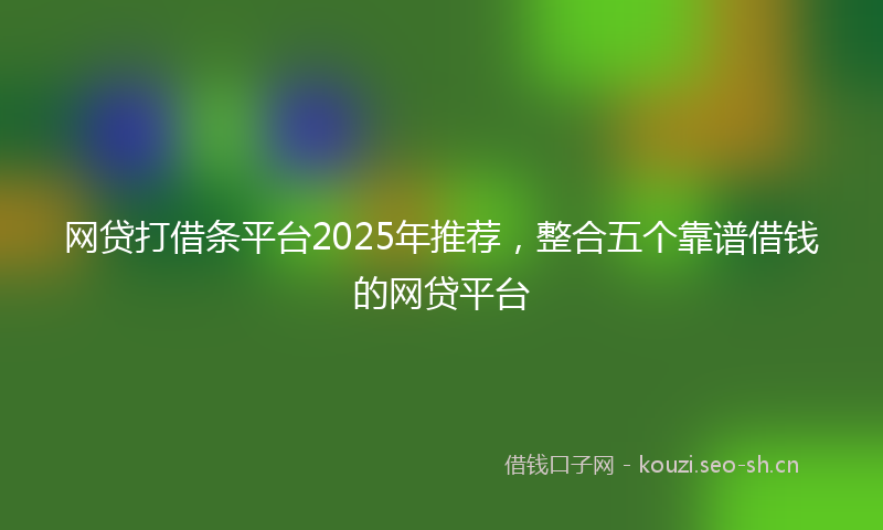 网贷打借条平台2025年推荐，整合五个靠谱借钱的网贷平台