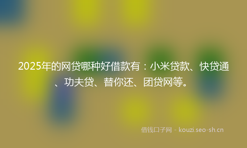 2025年的网贷哪种好借款有：小米贷款、快贷通、功夫贷、替你还、团贷网等。