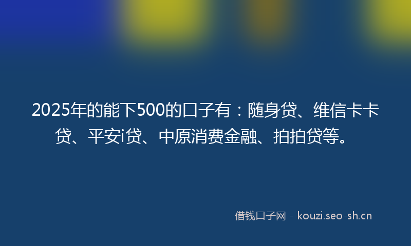 2025年的能下500的口子有：随身贷、维信卡卡贷、平安i贷、中原消费金融、拍拍贷等。