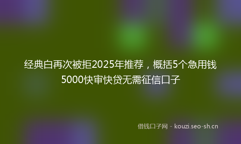 经典白再次被拒2025年推荐，概括5个急用钱5000快审快贷无需征信口子