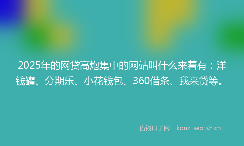 2025年的网贷高炮集中的网站叫什么来着有：洋钱罐、分期乐、小花钱包、360借条、我来贷等。