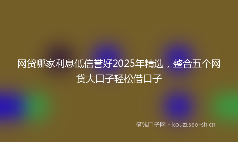 网贷哪家利息低信誉好2025年精选，整合五个网贷大口子轻松借口子