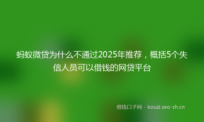 蚂蚁微贷为什么不通过2025年推荐，概括5个失信人员可以借钱的网贷平台