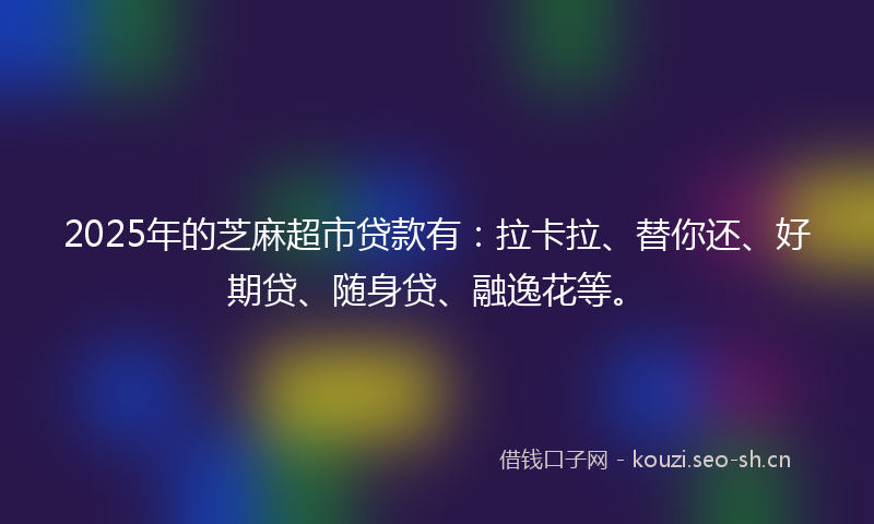 2025年的芝麻超市贷款有：拉卡拉、替你还、好期贷、随身贷、融逸花等。