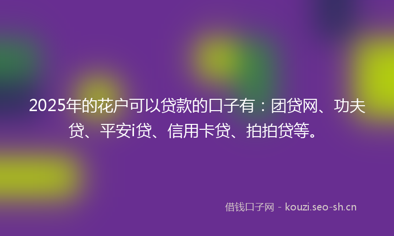2025年的花户可以贷款的口子有:团贷网、功夫贷、平安i贷、信用卡贷、拍拍贷等。