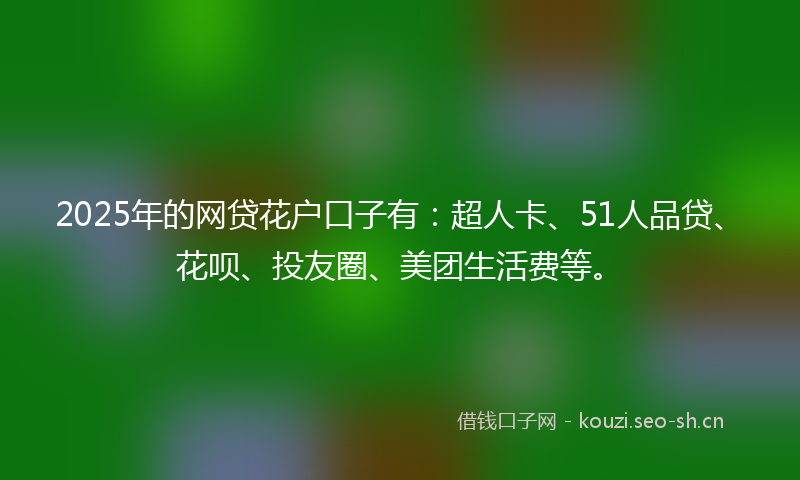 2025年的网贷花户口子有：超人卡、51人品贷、花呗、投友圈、美团生活费等。
