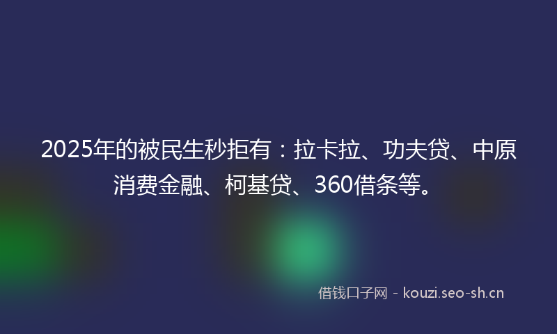 2025年的被民生秒拒有：拉卡拉、功夫贷、中原消费金融、柯基贷、360借条等。