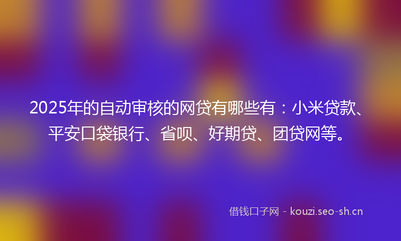 2025年的自动审核的网贷有哪些有：小米贷款、平安口袋银行、省呗、好期贷、团贷网等。
