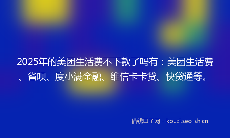 2025年的美团生活费不下款了吗有：美团生活费、省呗、度小满金融、维信卡卡贷、快贷通等。