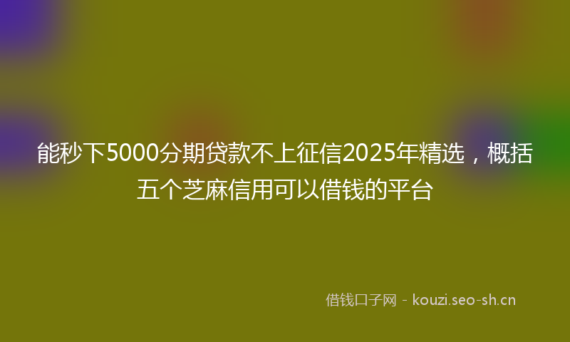 能秒下5000分期贷款不上征信2025年精选，概括五个芝麻信用可以借钱的平台