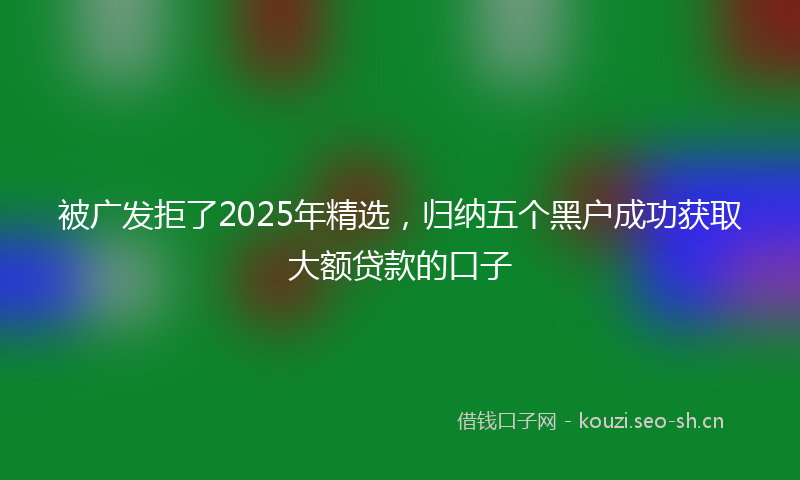 被广发拒了2025年精选，归纳五个黑户成功获取大额贷款的口子