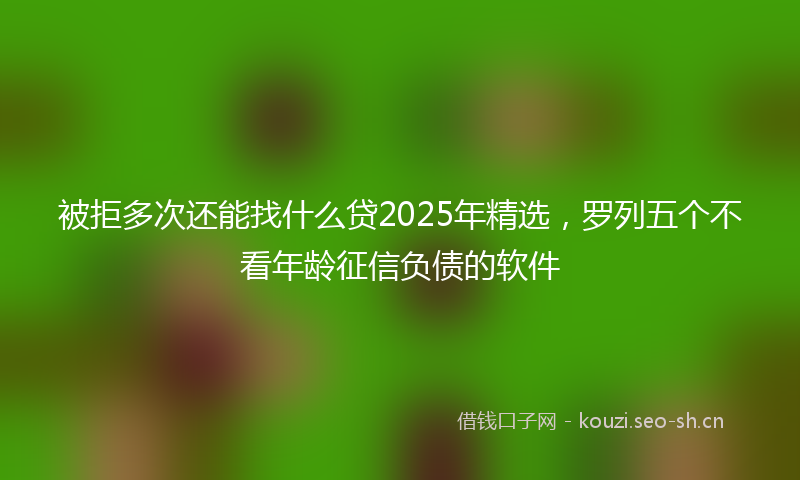 被拒多次还能找什么贷2025年精选，罗列五个不看年龄征信负债的软件