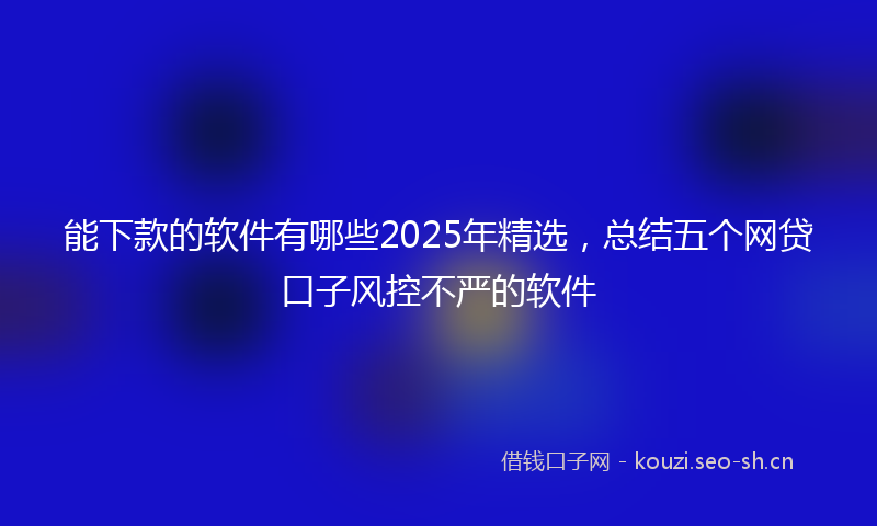 能下款的软件有哪些2025年精选，总结五个网贷口子风控不严的软件