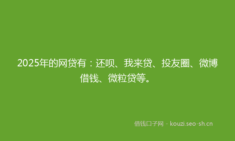 2025年的网贷有:还呗、我来贷、投友圈、微博借钱、微粒贷等。