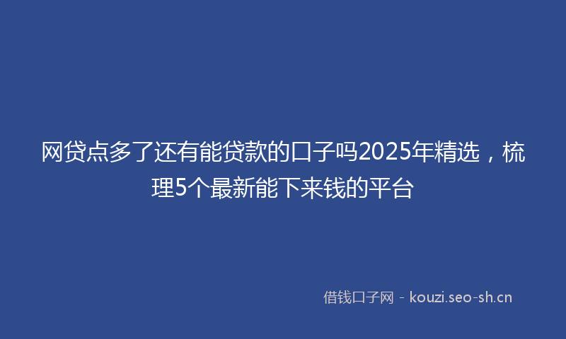 网贷点多了还有能贷款的口子吗2025年精选，梳理5个最新能下来钱的平台