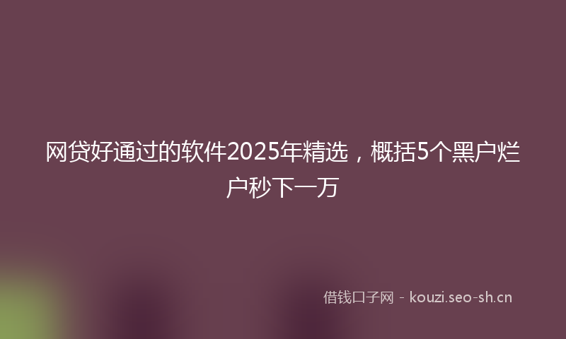 网贷好通过的软件2025年精选，概括5个黑户烂户秒下一万