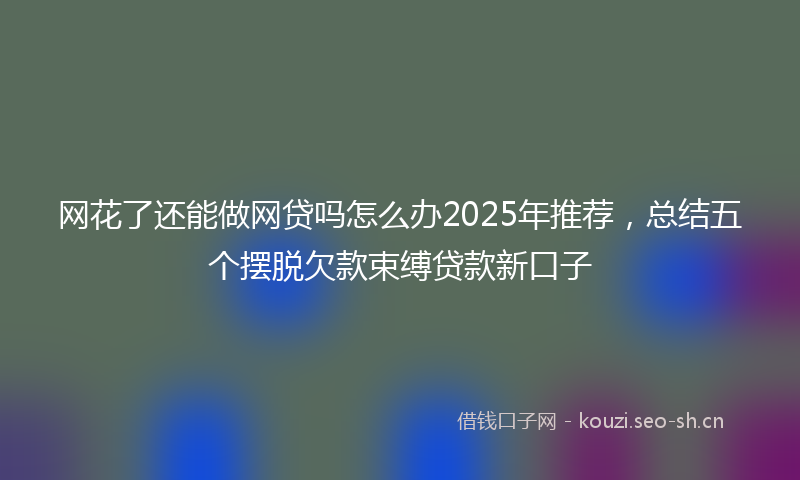 网花了还能做网贷吗怎么办2025年推荐，总结五个摆脱欠款束缚贷款新口子