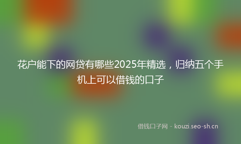花户能下的网贷有哪些2025年精选，归纳五个手机上可以借钱的口子