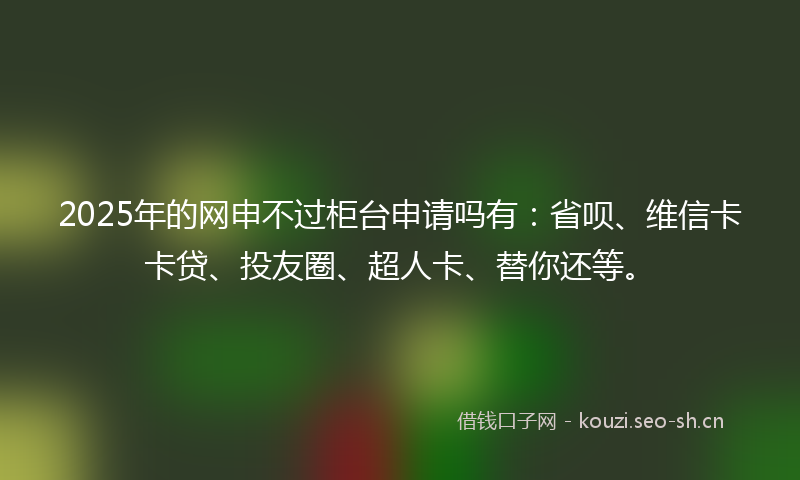 2025年的网申不过柜台申请吗有：省呗、维信卡卡贷、投友圈、超人卡、替你还等。