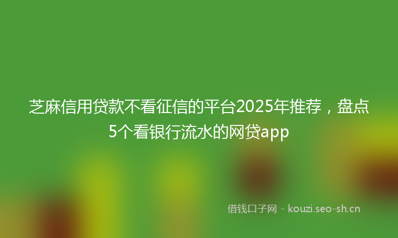 芝麻信用贷款不看征信的平台2025年推荐，盘点5个看银行流水的网贷app