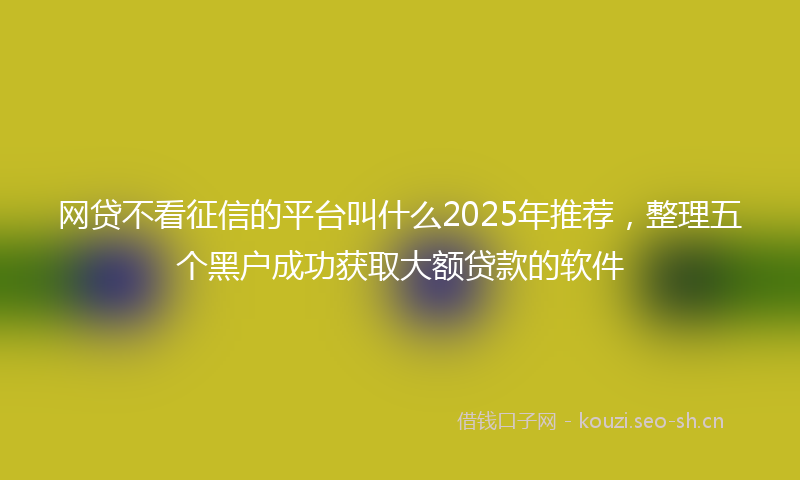 网贷不看征信的平台叫什么2025年推荐，整理五个黑户成功获取大额贷款的软件