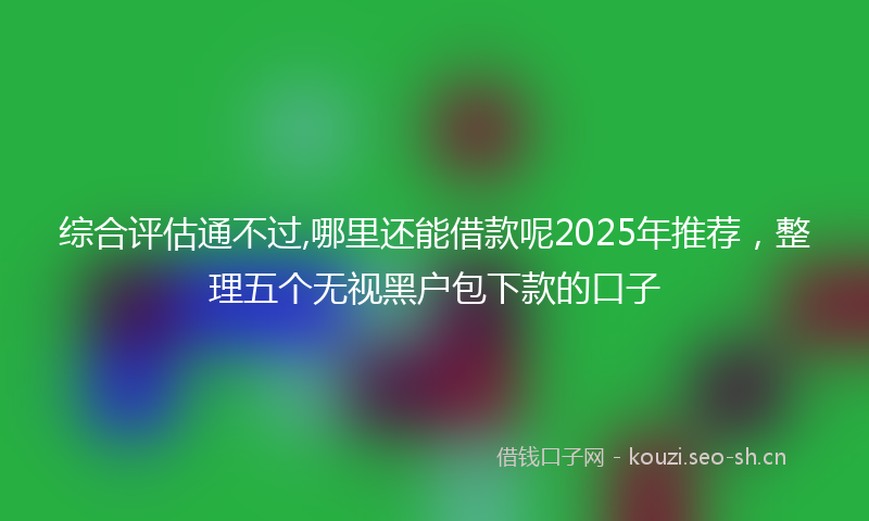 综合评估通不过,哪里还能借款呢2025年推荐，整理五个无视黑户包下款的口子