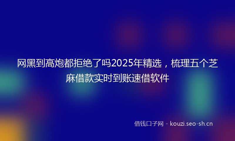 网黑到高炮都拒绝了吗2025年精选，梳理五个芝麻借款实时到账速借软件