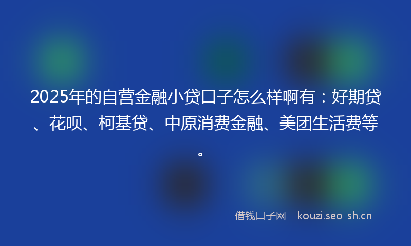 2025年的自营金融小贷口子怎么样啊有：好期贷、花呗、柯基贷、中原消费金融、美团生活费等。