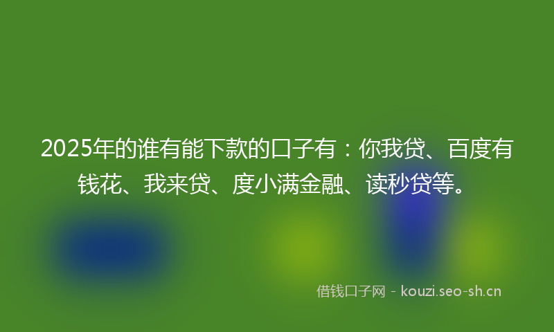 2025年的谁有能下款的口子有：你我贷、百度有钱花、我来贷、度小满金融、读秒贷等。