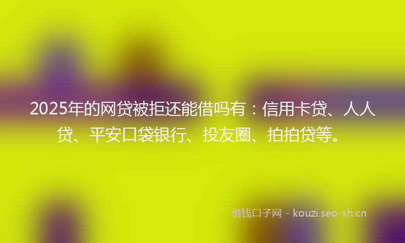 2025年的网贷被拒还能借吗有：信用卡贷、人人贷、平安口袋银行、投友圈、拍拍贷等。
