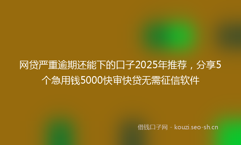 网贷严重逾期还能下的口子2025年推荐，分享5个急用钱5000快审快贷无需征信软件
