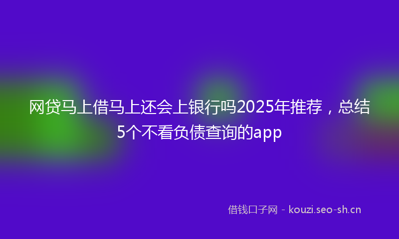 网贷马上借马上还会上银行吗2025年推荐，总结5个不看负债查询的app