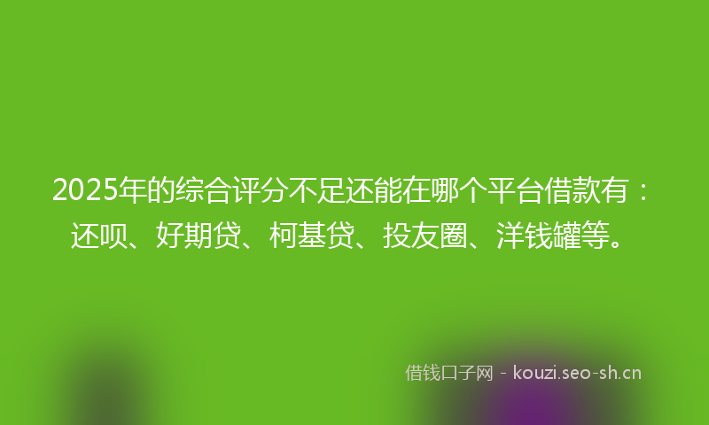 2025年的综合评分不足还能在哪个平台借款有：还呗、好期贷、柯基贷、投友圈、洋钱罐等。