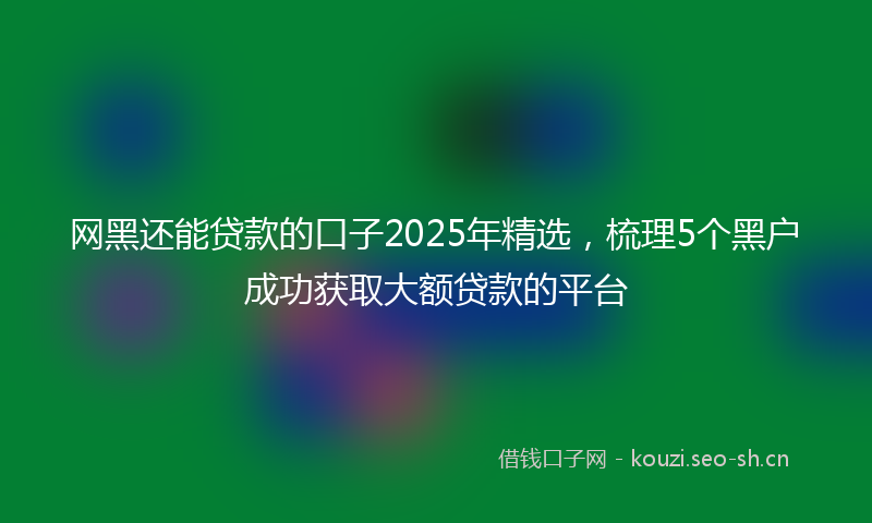 网黑还能贷款的口子2025年精选，梳理5个黑户成功获取大额贷款的平台