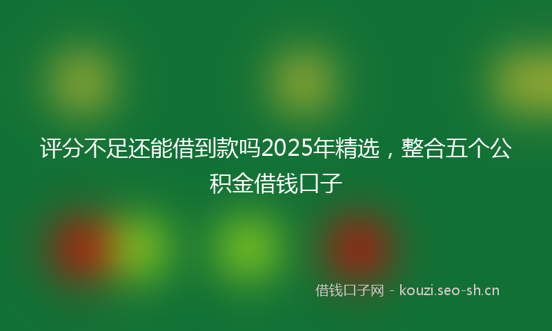 评分不足还能借到款吗2025年精选，整合五个公积金借钱口子