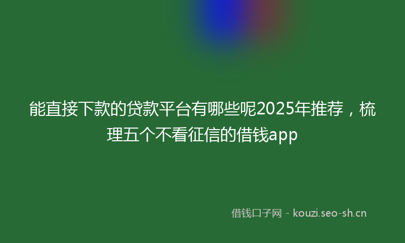 能直接下款的贷款平台有哪些呢2025年推荐，梳理五个不看征信的借钱app