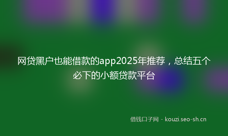 网贷黑户也能借款的app2025年推荐，总结五个必下的小额贷款平台