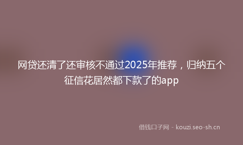 网贷还清了还审核不通过2025年推荐，归纳五个征信花居然都下款了的app