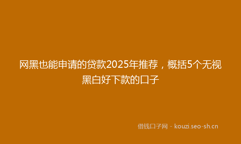 网黑也能申请的贷款2025年推荐，概括5个无视黑白好下款的口子