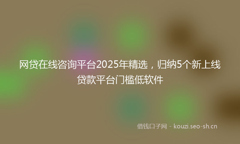 网贷在线咨询平台2025年精选，归纳5个新上线贷款平台门槛低软件