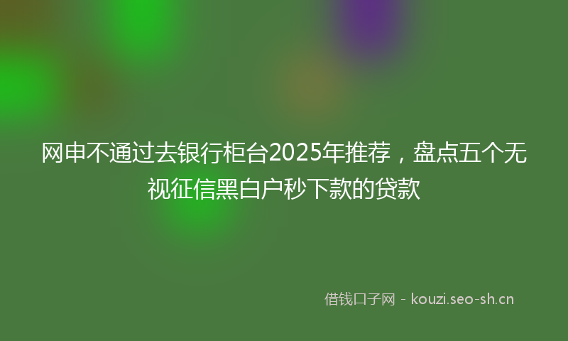网申不通过去银行柜台2025年推荐,盘点五个无视征信黑白户秒下款的贷款