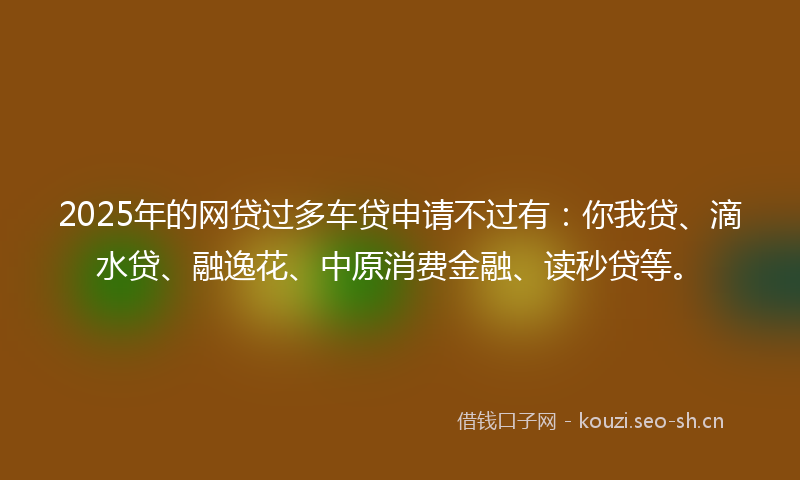 2025年的网贷过多车贷申请不过有：你我贷、滴水贷、融逸花、中原消费金融、读秒贷等。