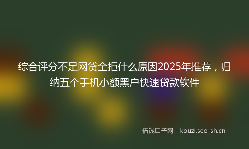 综合评分不足网贷全拒什么原因2025年推荐，归纳五个手机小额黑户快速贷款软件
