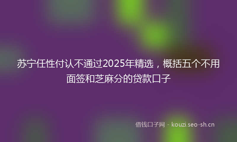 苏宁任性付认不通过2025年精选，概括五个不用面签和芝麻分的贷款口子