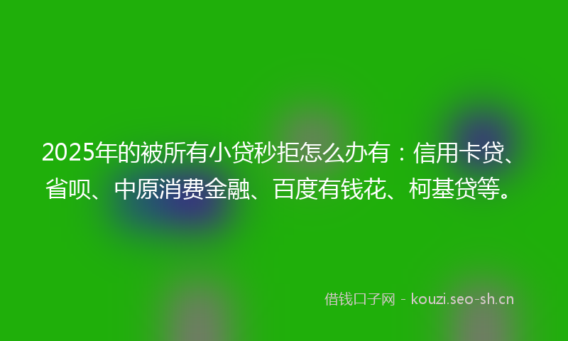 2025年的被所有小贷秒拒怎么办有：信用卡贷、省呗、中原消费金融、百度有钱花、柯基贷等。